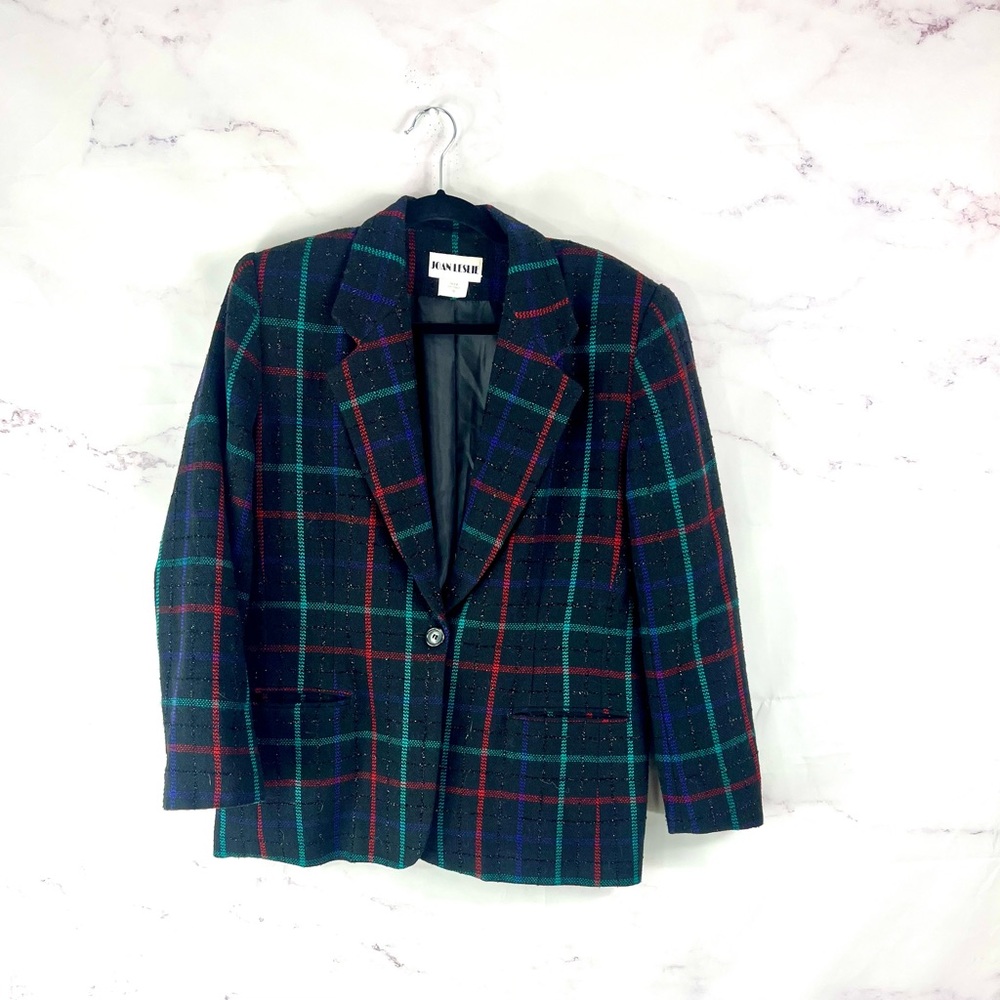 JOAN LESLIE 90s Wool Plaid Blazer